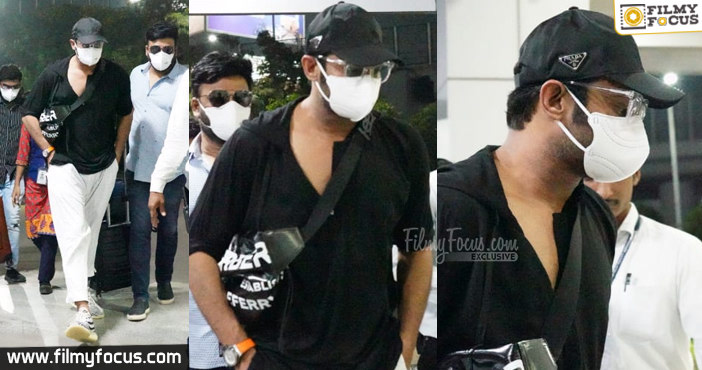 Prabhas snapped in a mask at the airport1