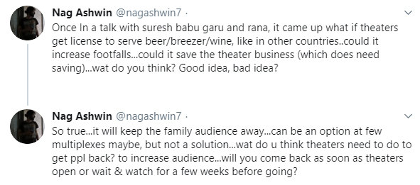 Nag Ashwin Beer and wine in theaters! Good or bad1