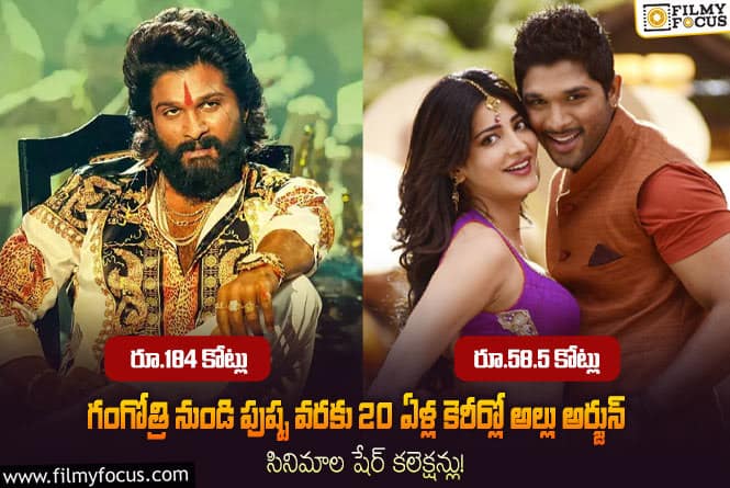 Allu Arjun: 20 ఏళ్లలో 19 సినిమాలు: బన్నీ నటించిన సినిమాలా షేర్ కలెక్షన్లు!