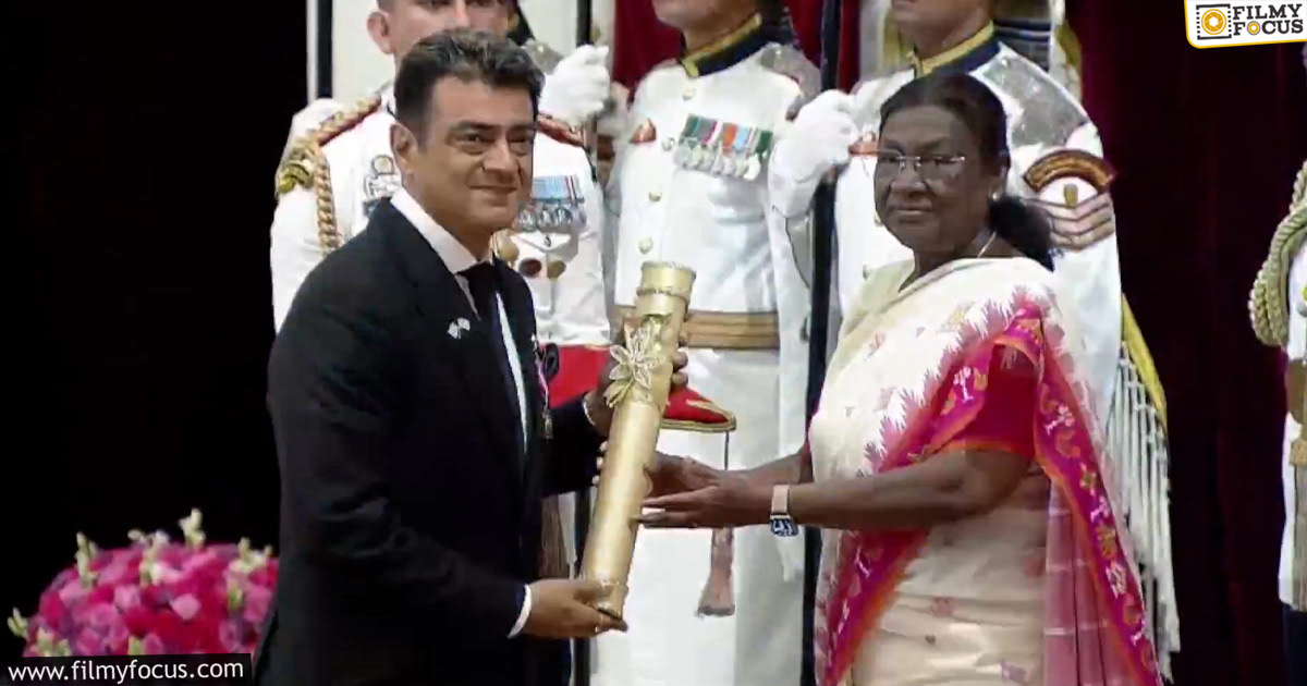 Ajith Kumar Receives Padma Bhushan From President Droupadi Murmu