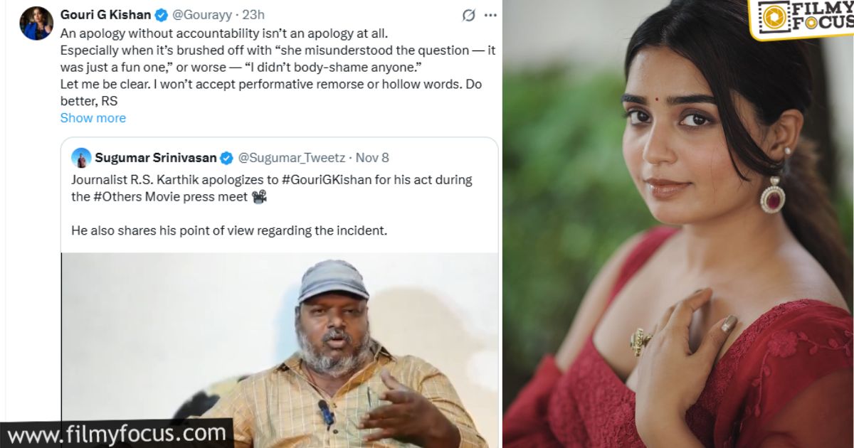 gowri kishan not happy with apology video